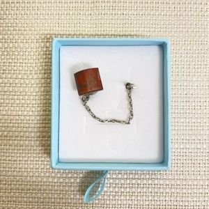 Vintage Natural Jasper Gemstone Tie Tack Pin Silver Tone Chain/Wrap